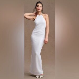 Ronny Kobo Collection for Anthropologie Halo White Sequin Backless Gown Size 8